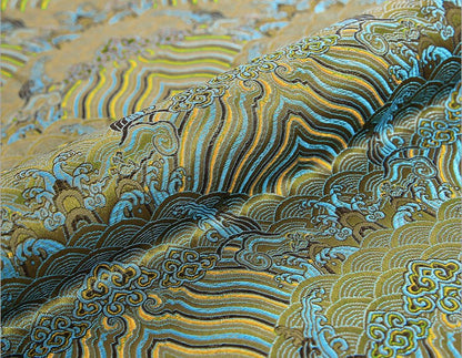 Green Floral Brocade Fabric: 59" Wide Rayon Upholstery Sewing Fabric