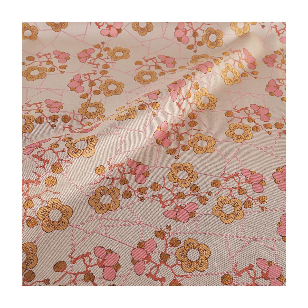 Plum Blossom Silk Brocade Fabric: Gold Cheongsam Qipao Material