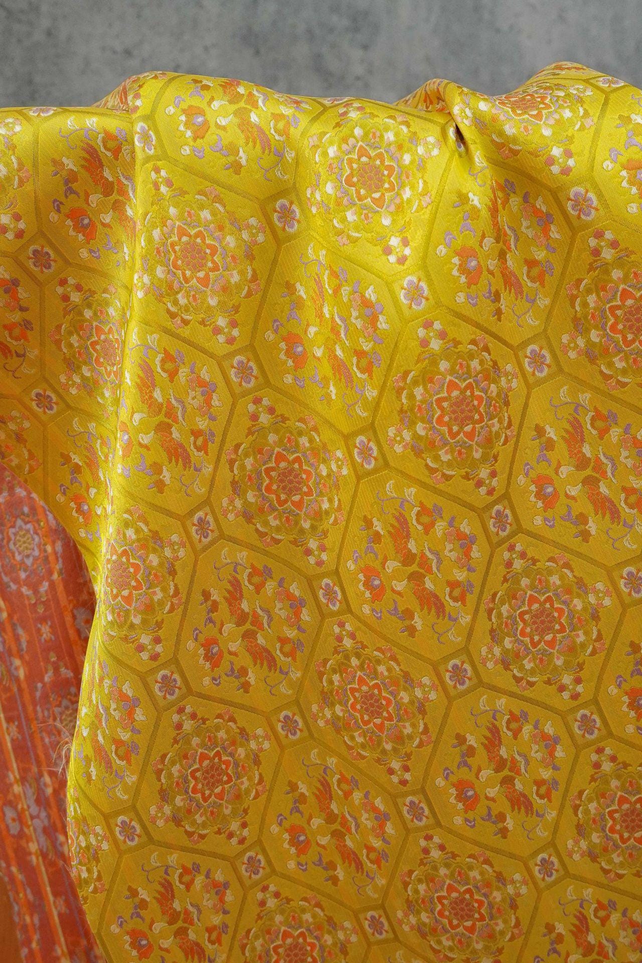Gold Brocade Fabric - Mandarin Duck Song Jacquard, 59"W