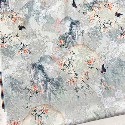 Floral Botanical Print Fabric: Polyester Spandex Blend, 55" Wide - Poppylollipop