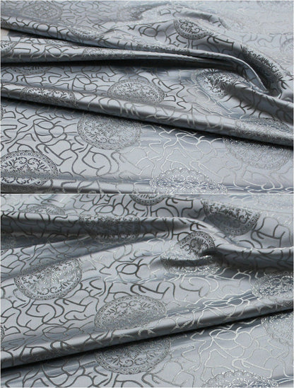 Silver Brocade Fabric: Ancient Pattern Silk Rayon Gown Fabric