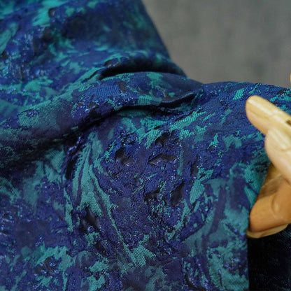 Dark Blue Jacquard Fabric: Retro 3D Texture, Upholstery & Sewing, 59" Wide