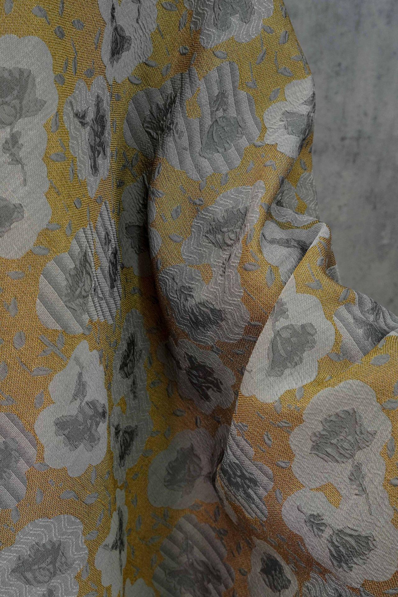 Vintage Style Coffee Brown Embossed Abstract Floral Jacquard Fabric by the Yard, 58"wide