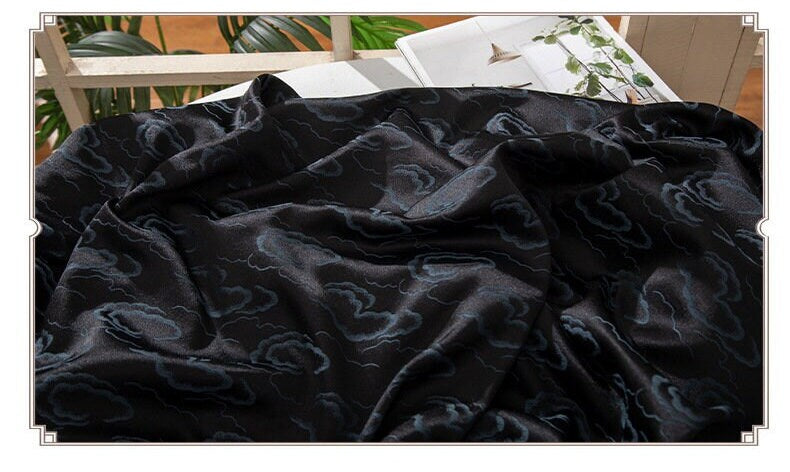 Nishijin Ori Brocade Satin Fabric: Cloud Flowers, Japanese Decor (59" Wide)