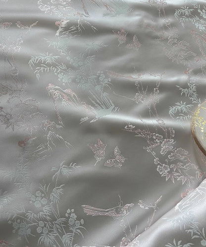 Tissu brocart de soie japonais Nishijin : motif oiseaux et papillons (59"L)