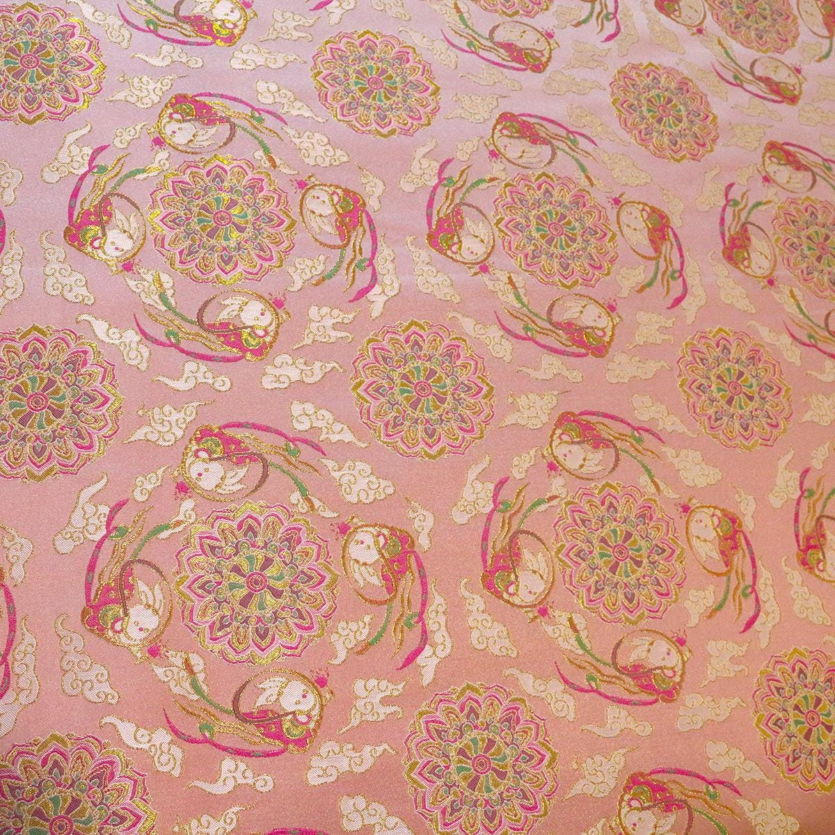 Mongolian Bada Rayon Fabric: Tibetan Caisson Pattern, 59"W