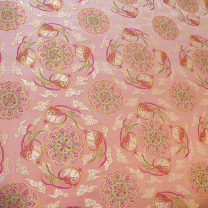 Mongolian Bada Rayon Fabric: Tibetan Caisson Pattern, 59"W