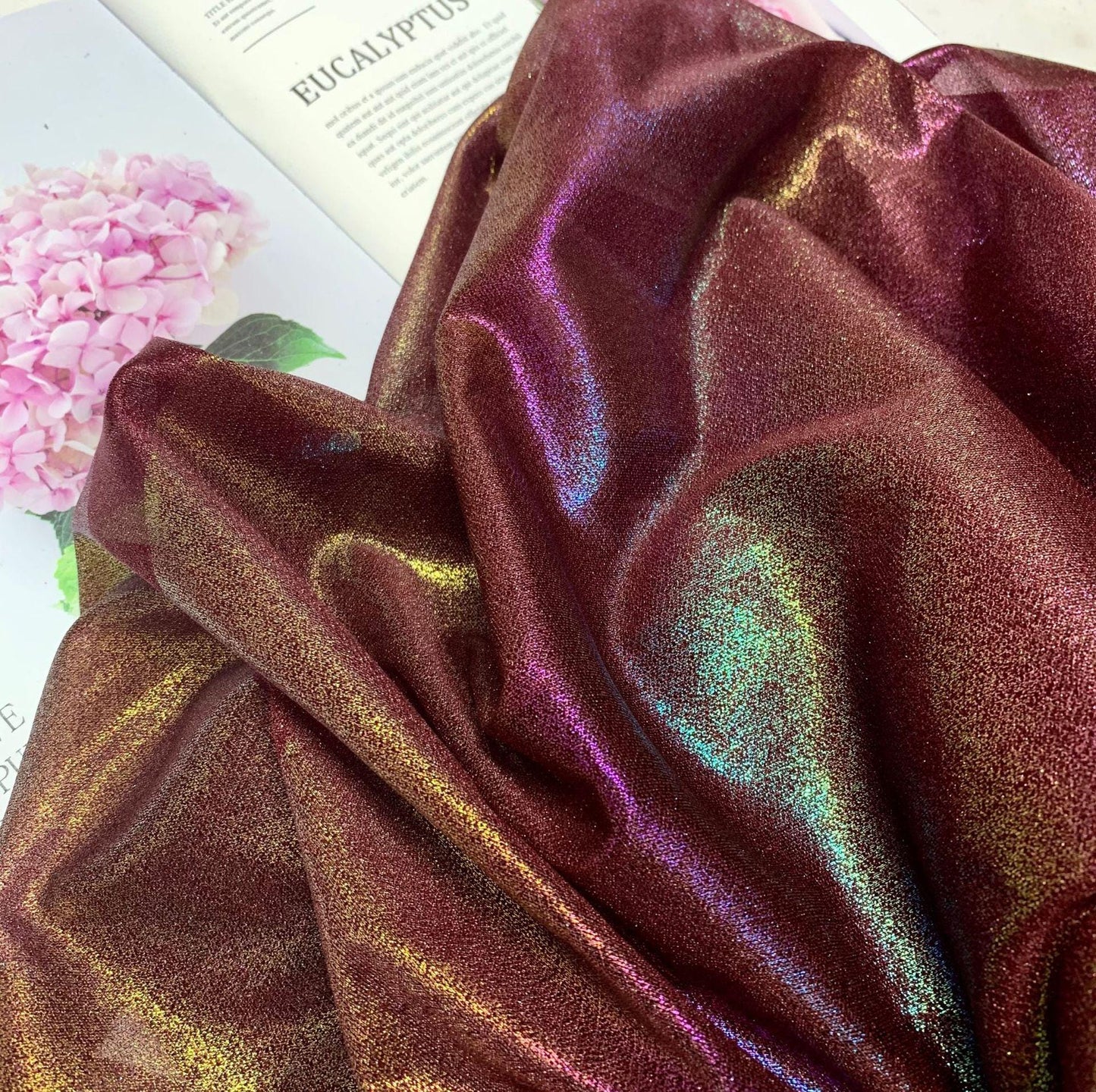 Holographic Linen Blend Fabric ��� Diamond Shi" Wide