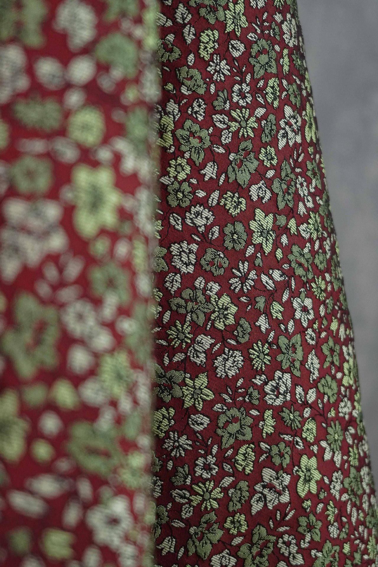 Red Mini Floral Jacquard Fabric: Countryside Style, 58" Wide