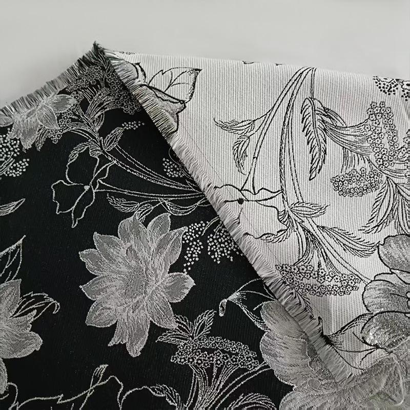Gold Floral Jacquard Fabric: Metallic Brocade for Sewing - 59" Wide