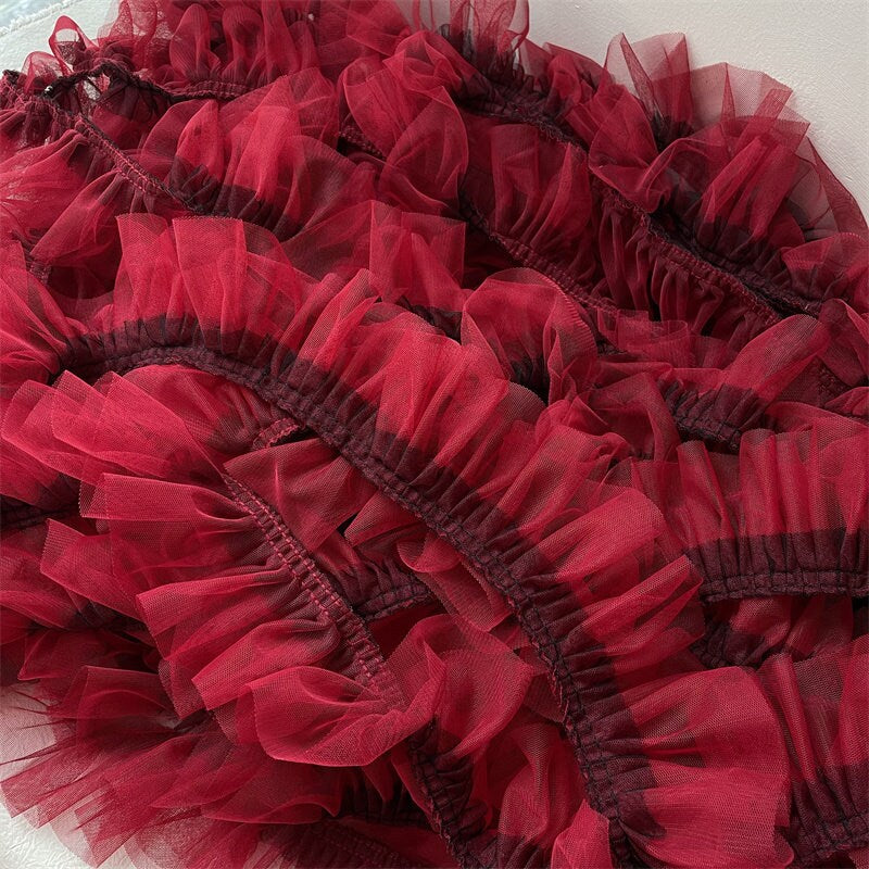 Sheer Pleated 3D Ruffle Mesh Fabric, Stiff Texture, Designer Gown Material