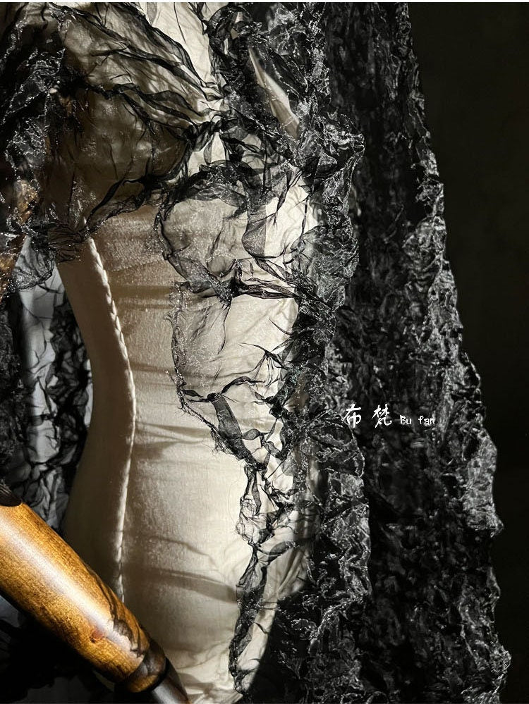 3D Texture Organza Fabric: Irregular Crystal Folds, 55"W French Style