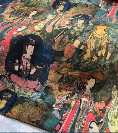 Dunhuang Fresco Fabric: Asian Vintage Style Cotton (43"W)