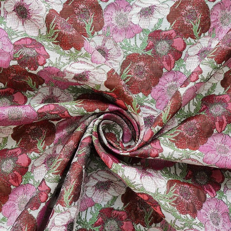 Floral Jacquard Woven Fabric: Oil Painting Style, 65" Wide