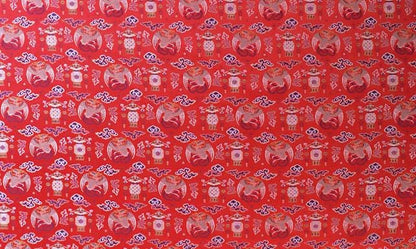 Tissu à motif tibétain Bada : revêtement de cheongsam rouge, décoration de costume (59 po de large)