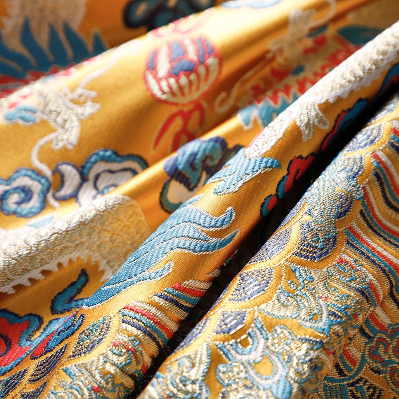 Dragon Damask Brocade Fabric: 29.5"W Silk Blend Sewing Material