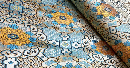 Tissu brocart impérial : Soie jacquard tibétaine faite main (au mètre)