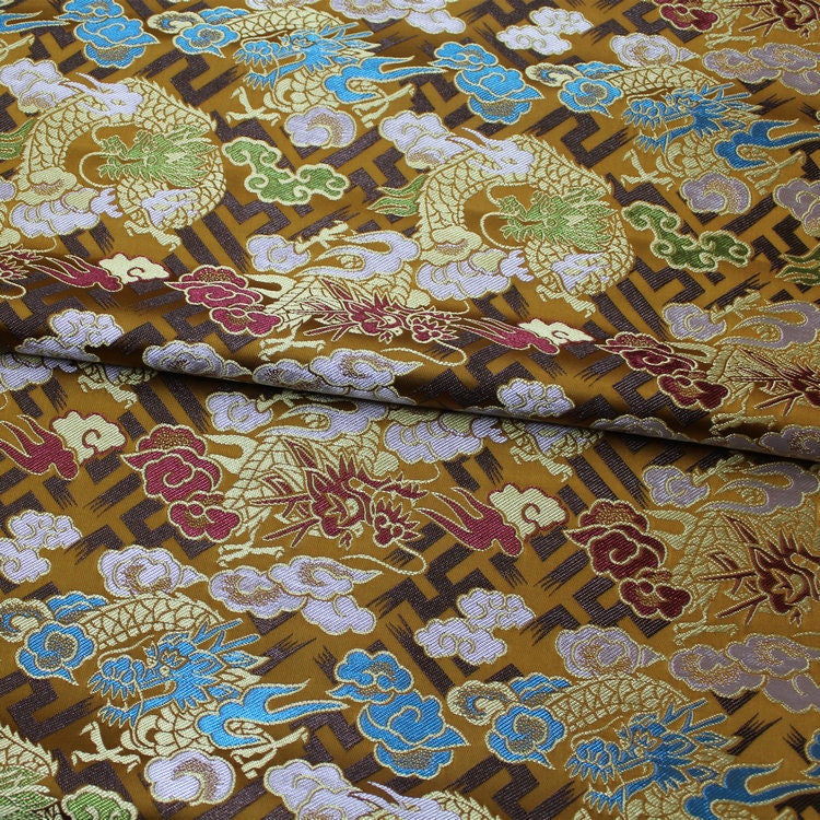 Dragon Robe Fabric: Silk Rayon Cheongsam Material, 29"W