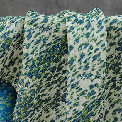Blue Green Embossed Leopard Jacquard Fabric, Textured Animal Print Upholstery & Sewing Material,