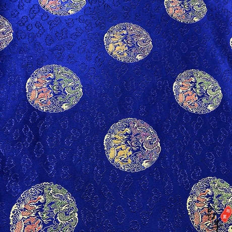 Dragon Brocade Fabric: Multicolor Chinese Silk Rayon Blend, 29"W