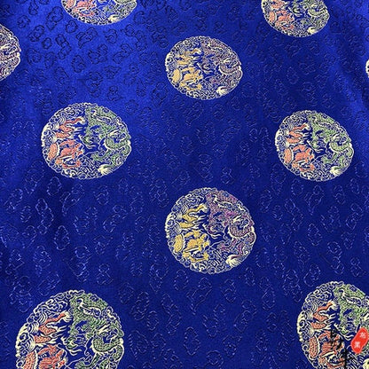 Dragon Brocade Fabric: Multicolor Chinese Silk Rayon Blend, 29"W