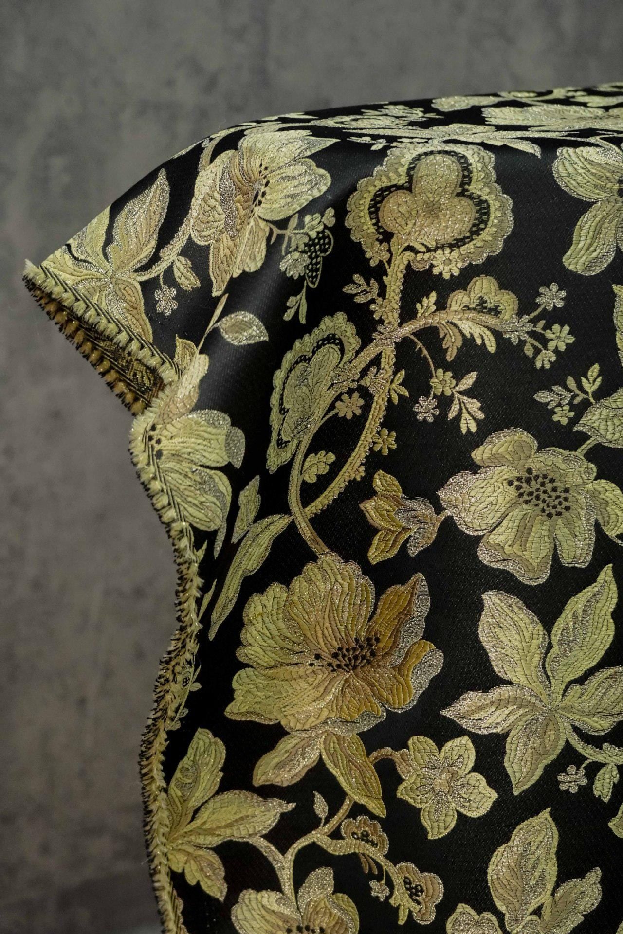 Gold Thread Jacquard Fabric: Vintage Palace Floral, 60"W - By The Meter