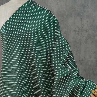 Tissu jacquard réversible : pois verts et blancs, 165 cm de large