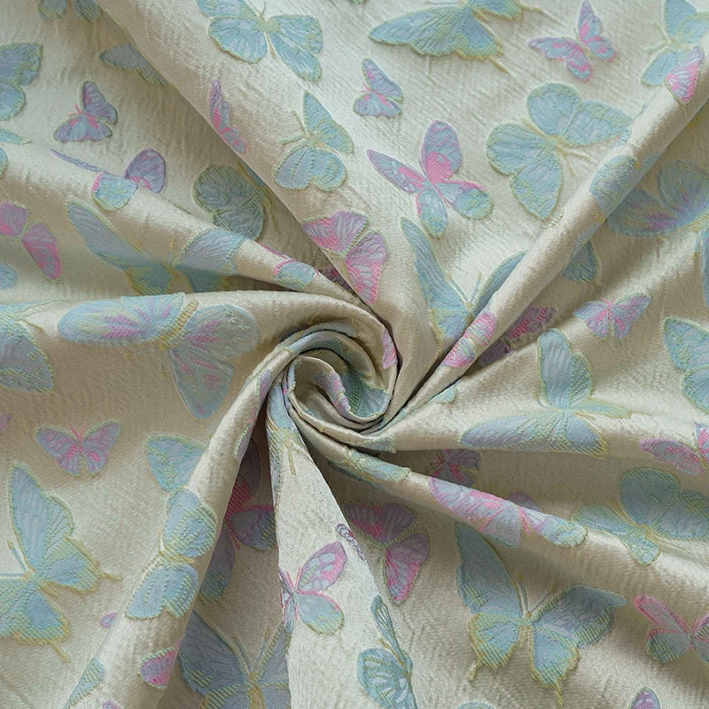 Butterfly Jacquard Fabric: 3D Texture Upholstery, Costume, Decor - 63" W