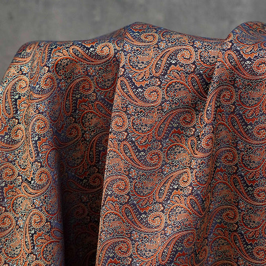 Tissu jacquard à motif cachemire ethnique pour chemises et robes vintage, largeur 65 pouces