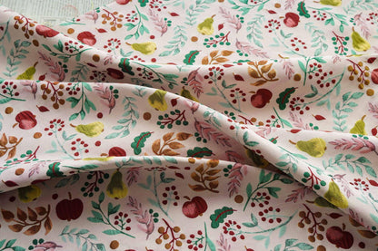 Nature-Inspired Embossed Leaf Jacquard Fabric ��� Refreshing Fruit Leaf Design for Handbags & Accessori"Wide