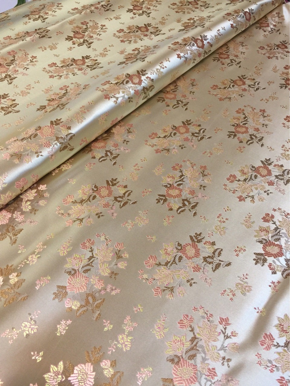 Floral Silk Brocade Fabric: 45" Wide Wedding & Upholstery Fabric