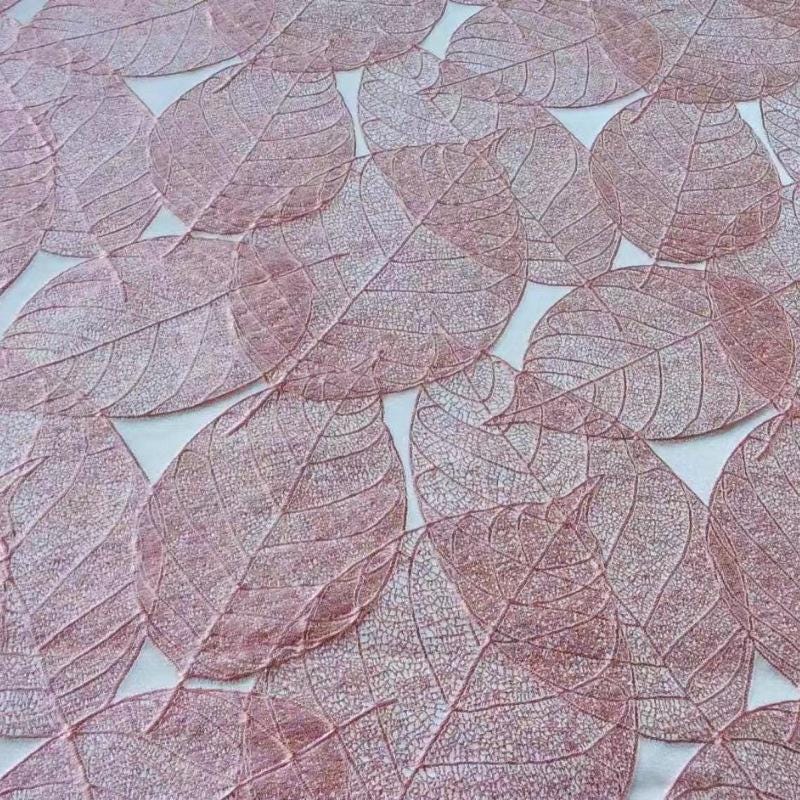 Metallic Leaf Jacquard Fabric: 3D Texture, 59" Wide, Upholstery & Sewing