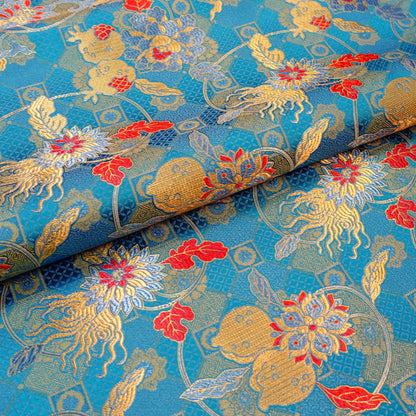 Pomegranate Silk Brocade Fabric: 45"W Chinese Rayon Fabric - By the Meter