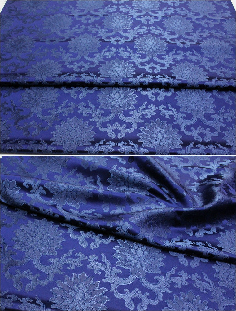 Tissu brocart de soie à motif de fleur de lotus : tapisserie pour coussin Cheongsam (29,5 po L)
