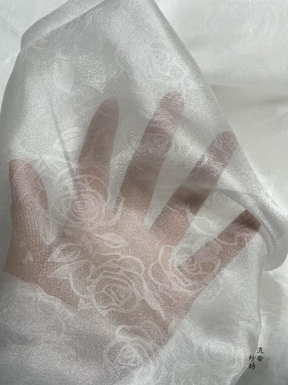 Rose Organza Fabric: Glittering Sheer Polyester, 59"W - DIY Sewing