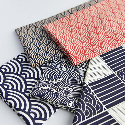 Japanese Cotton Fabric: Blue Wave Print, Kimono & Upholstery Fabric