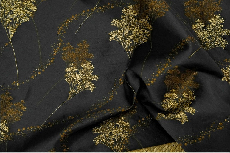 Tissu jacquard à fil doré : motif épis de blé rétro, 150 cm de large