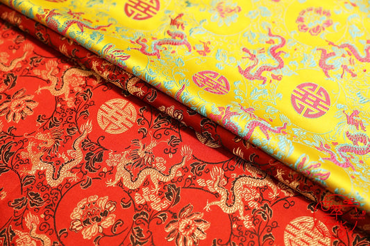 Tissu brocart dragon : Tissu pour cheongsam qipao multicolore
