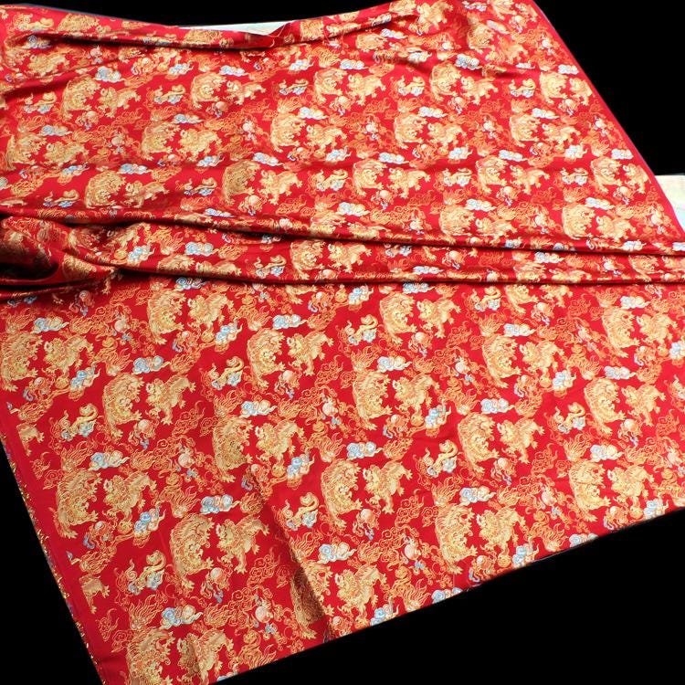 Lion Jacquard Brocade Fabric: Gold Threaded Apparel & Home Decor, 58"W