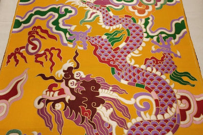 Tissu brocart de soie brodé à double dragon - Modèle de cheongsam de mariage