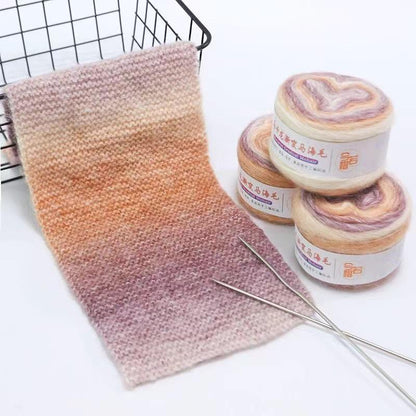 Rainbow Hand-Dyed Mohair Silk Yarn: Gradient Lace Knitting Wool