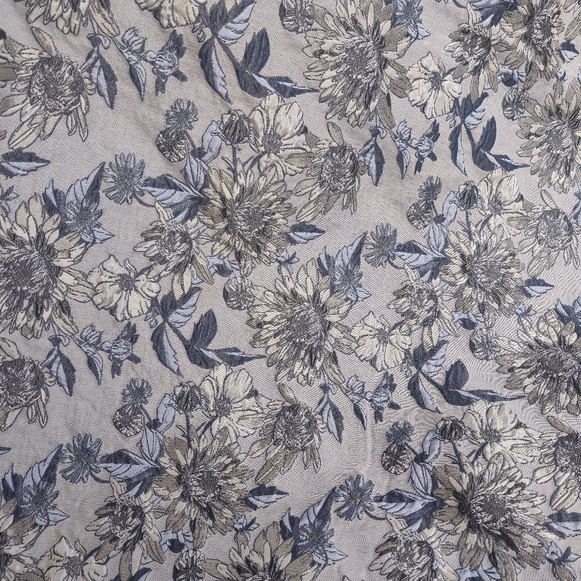 Reversible Floral Jacquard Fabric: 3D Embossed Upholstery, Costume, Sewing (61"W By 1 yard)