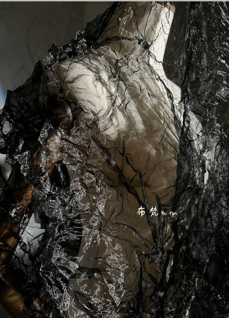 3D Texture Organza Fabric: Irregular Crystal Folds, 55"W French Style