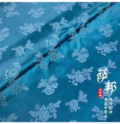 Tissu brocart jacquard Pivoine Phénix : Matériel de couture pour Cheongsam Qipao