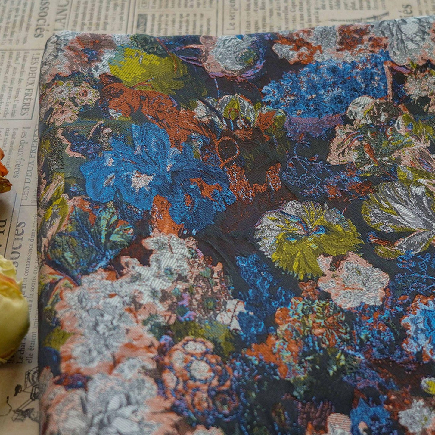 Gold Thread Jacquard Fabric: 3D Oil Painting Texture, 60" Wide