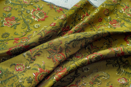 Baroque Floral Jacquard Brocade Fabric: European Palace Style, 57"