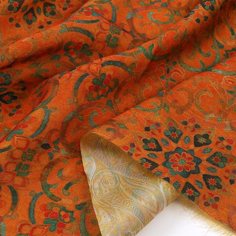 Chinese Geometric Baoxiang Pattern Shimmer Brocade Fabric ��� Shiny Floral Material for Cheongsam & D
