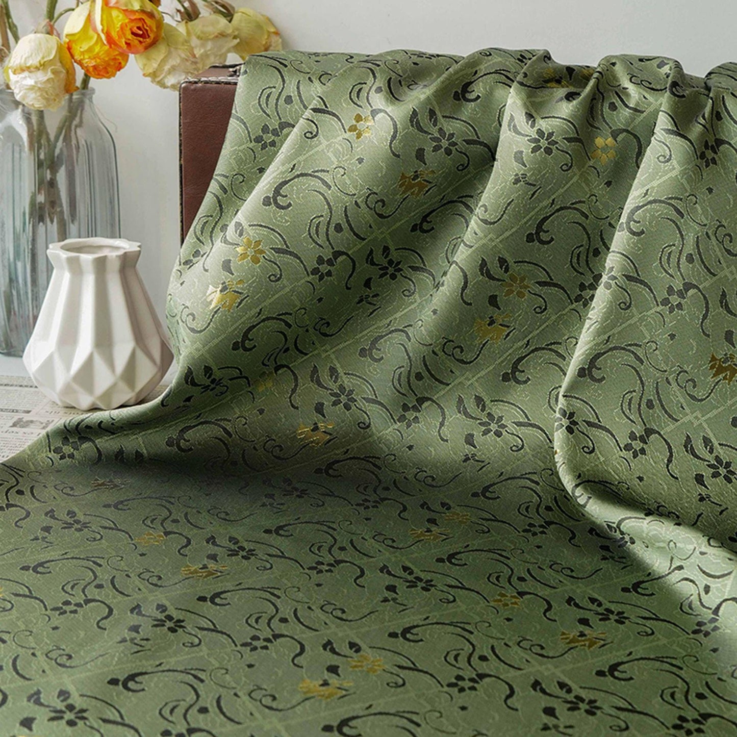 Gold Floral Jacquard Fabric: Chinese Ma-mian Skirt Material - DIY Sewing
