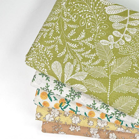 Floral Print Cotton Linen Fabric: Sewing Material for Dress, Upholstery (59 inch)