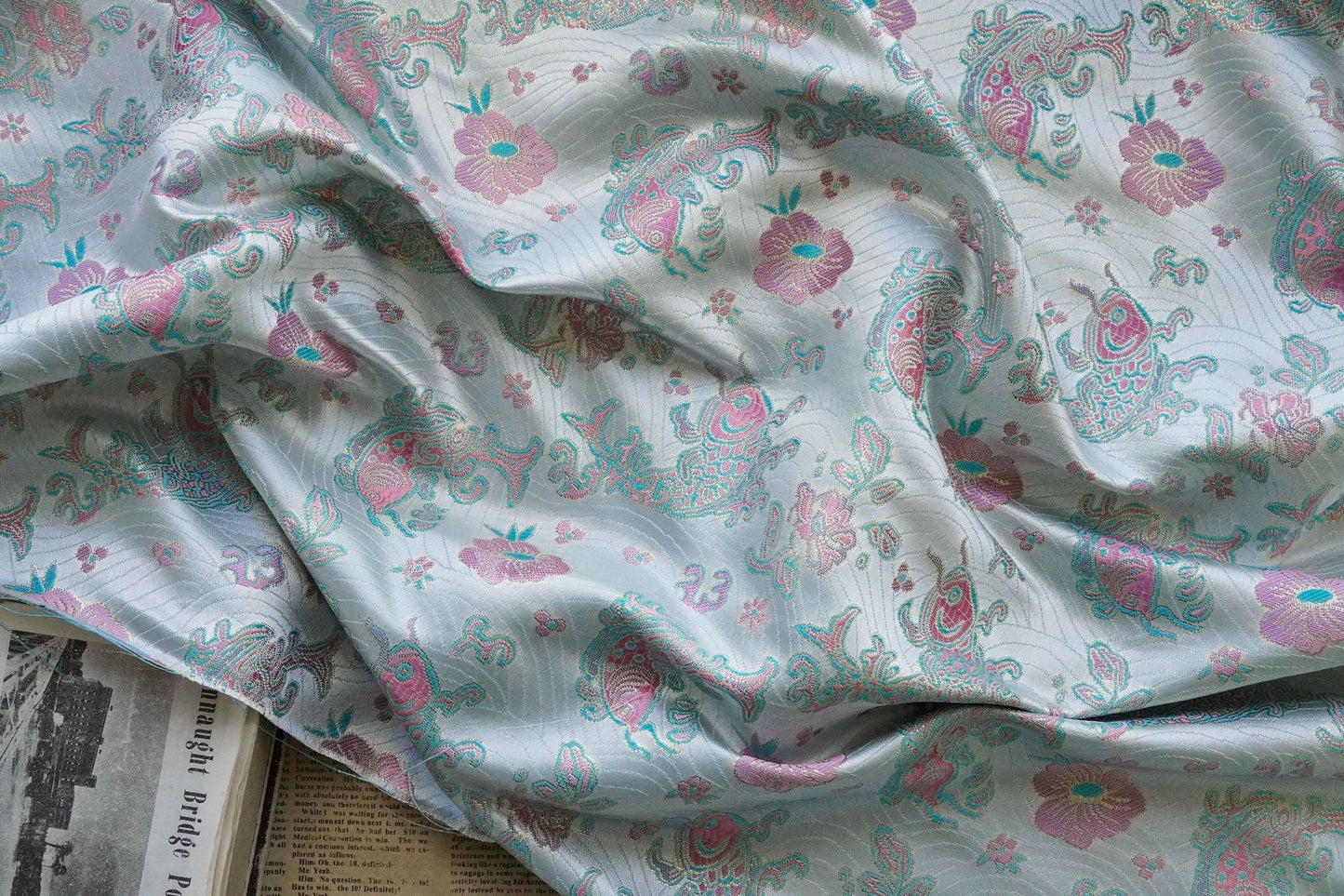 Lucky Fish Jacquard Brocade Fabric: 59" Wide Rayon Damask